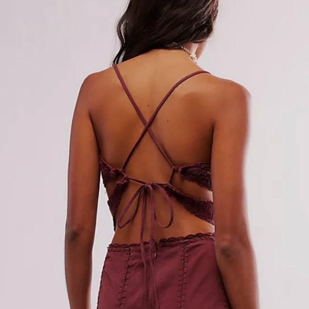 Free People Freya Crochet One Piece Jumpsuit in Brown XL NWT - Picture 8 of 16